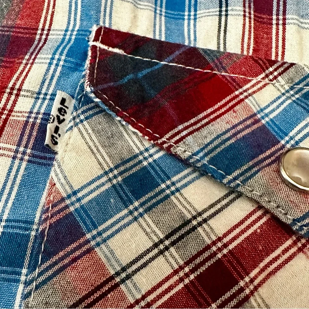 Levi's Red Blue Casual Pearl Snap Button Down Shirt Western Cowboy Country Farm